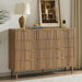 Fluted 9 Drawer Dresser for Bedroom, 55" Wide Modern Chest of Drawers with Curved Profile Design and Metal Handles, Wood Dresser TV Stand & Storage Organizer for Bedroom, Hallway, Walnut