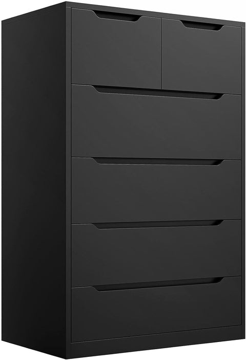 Black 6-Drawer Dresser with Large Storage