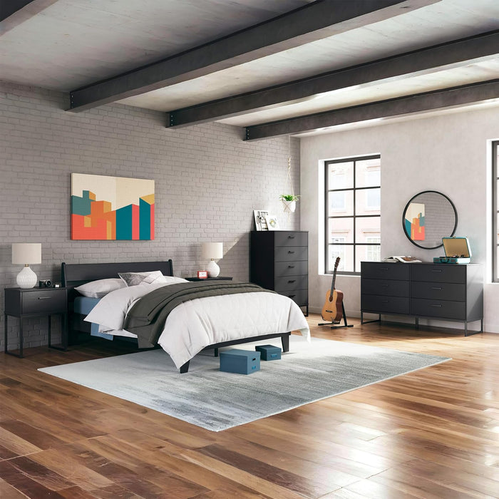 Signature Design by Ashley Socalle Casual Queen Platform Bed with Metal Slats, No Box Spring Needed, Black