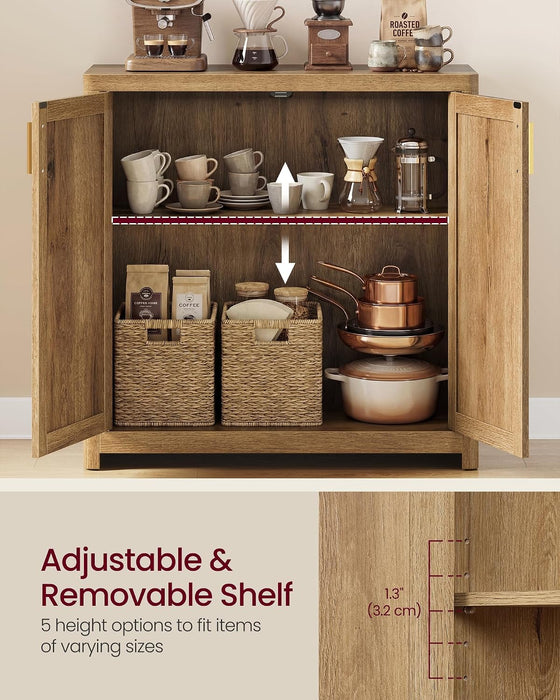 VASAGLE Boho Buffet Cabinets, Set of 2, with Rattan-Look Doors