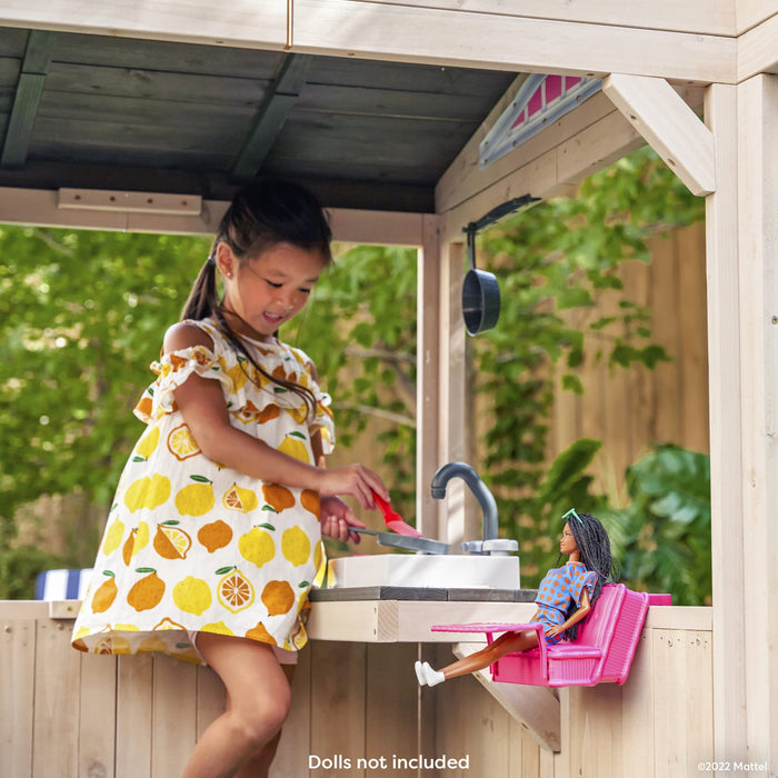 Barbie™ Seaside Wooden Outdoor Playhouse with Attachable Doll Table and Chairs