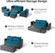 6-Piece Patio Conversation Set with Storage Coffee Table, Peacock Green