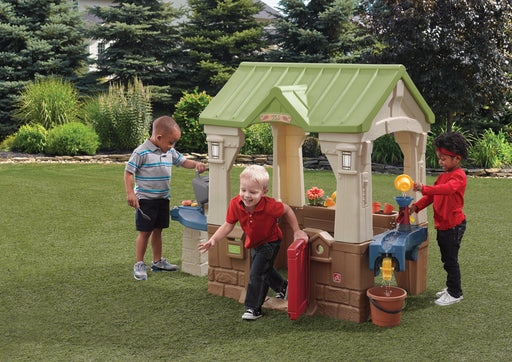 Great Outdoors Brown Toddler Playhouse with Grill and Planter Play Toys for Outside