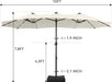 15 Ft Large Outdoor Patio Umbrella with Solar Led Lights & Base