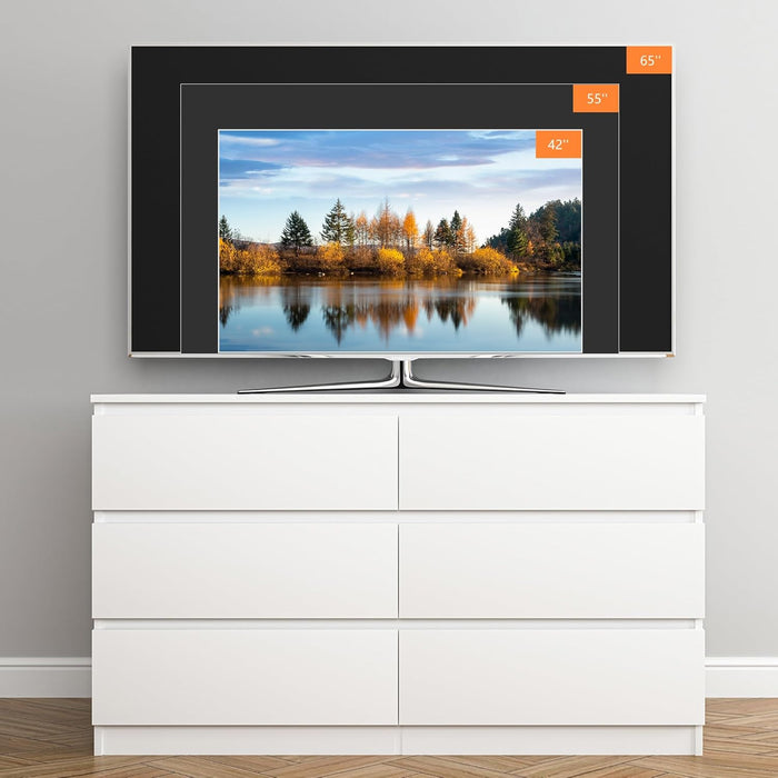 White 6 Drawer Dresser for Bedroom,48'' Modern Dresser with Deep Drawer,Wide Storage Chest of Drawers,Bedroom Storage Organizer Furniture,Tv Stand for Living Room