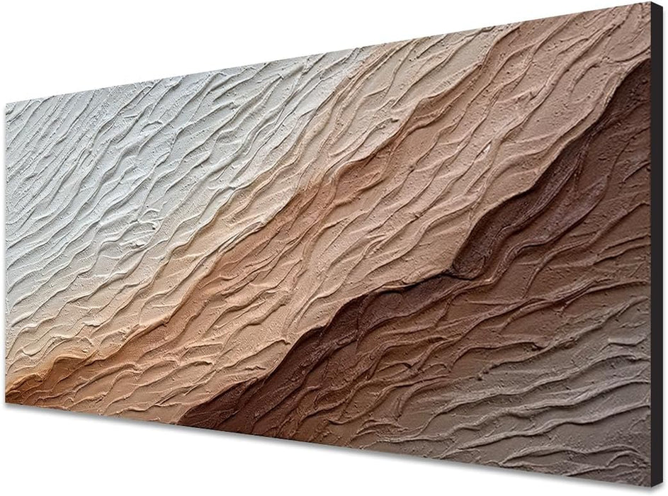 Hand-Painted Textured Wave Landscape Oil Painting 48X24 Inch Large Abstract 3D Minimalist Wall Decorative Art Framed Acrylic Painting