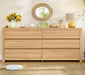 55" Dresser for Bedroom with 6 Drawers, Modern Dressers & Chests of Drawers with Thicker Panels, Wooden Dresser TV Stand, Bedroom Dressers, for Bedroom, Hallway, Natural