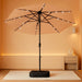 15 Ft Large Outdoor Patio Umbrella with Solar Led Lights & Base Included, Double-Sided Rectangular Table Umbrella with Stand, Market Umbrellas for Deck Poolside Garden Backyard, Beige
