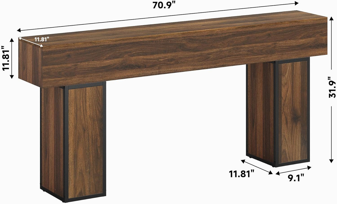 70.9-Inch Long Console Table, Wooden Sofa Table behind Couch Tables, Farmhouse Entryway Table Accent Table for Entrance, Hallway, Living Room, Foyer, Rustic Brown