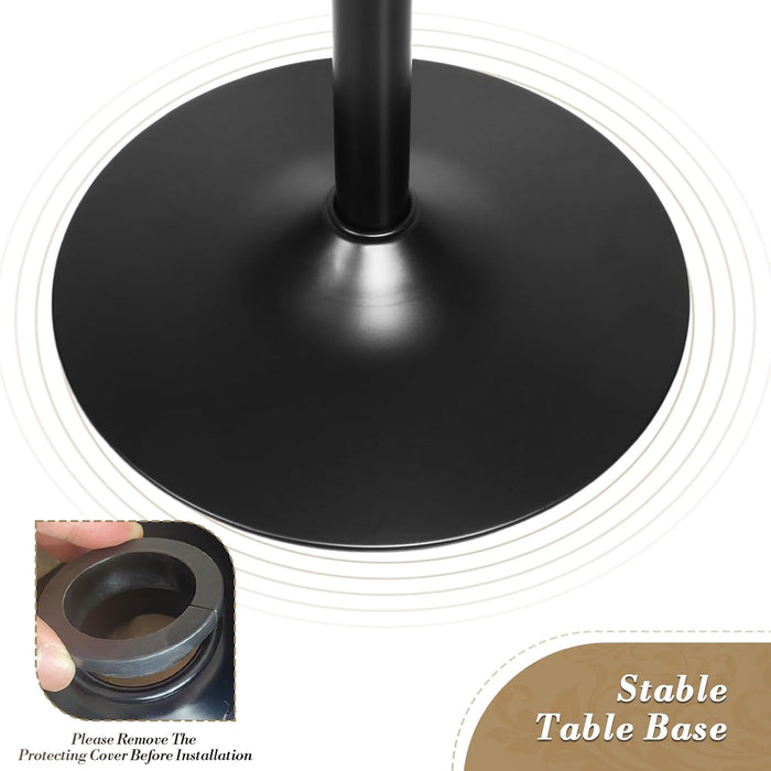 Height Adjustable Round Black Pub Tabletop Outdoor