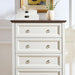 48" H Tall Dresser for Bedroom, Farmhouse 5 Drawer Dressers, Wood Chest of Drawers with 1.2" Thickened Top, Antique White