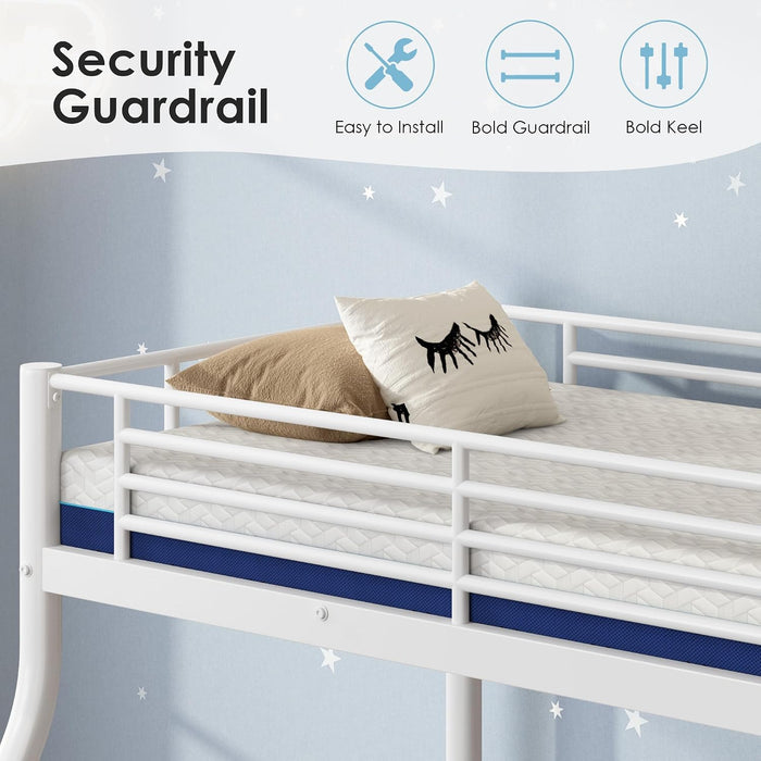 Twin over Full Bunk Bed Set with 6" Twin & Full Memory Foam | Sturdy Frame with Guardrails & Ladder, 400 Lbs Bunk, Space-Saving, Easy Assembly, Dorms for Adults.