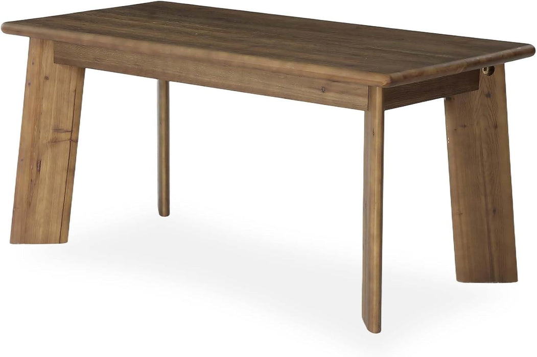 Solid Wood Dining Table for 4-6 People, 63 Inches Dining Room Table, Vintage Rectangle Kitchen Table with Leaning Legs, Dinner Tables for Dining Room Living Room, Easy Assembly, Chestnut