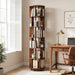 6-Tier Solid Wood Rotating Bookshelf on Wheels for Small Spaces