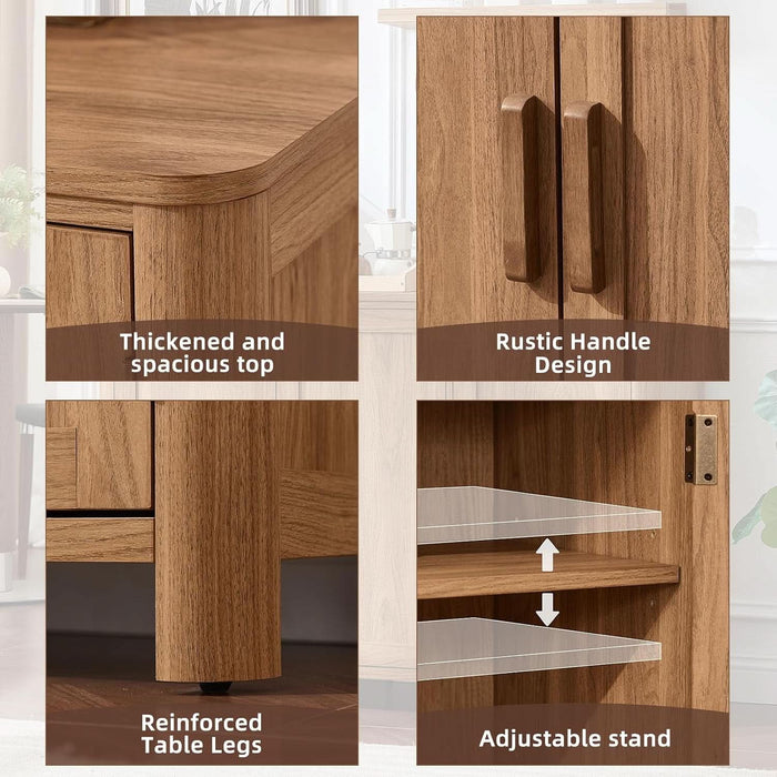 Sideboard Buffet Cabinet with Storage, 46" Arc-Shaped Credenza