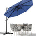 10Ft Cantilever Patio Umbrella, round Large Outdoor Umbrella with 360-Degree Rotation, Hanging Offset Market Sun Umbrella, Easy Tilt and Heavy-Duty Frame, for Patio Backyard Garden, Navy Blue
