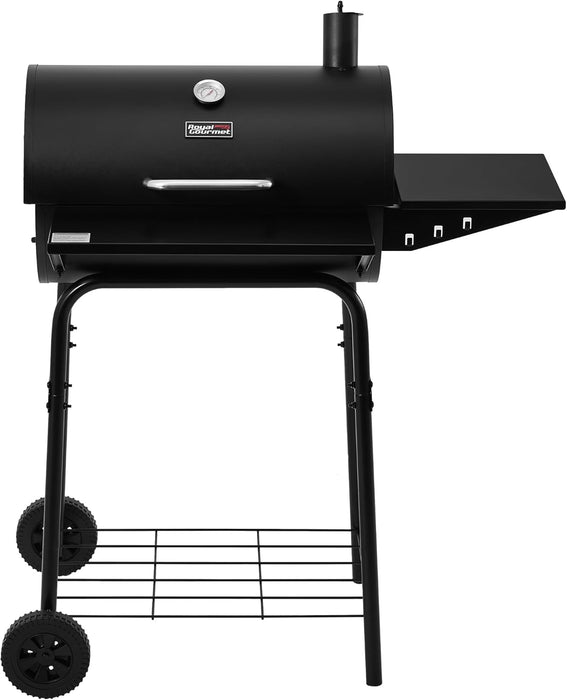 CC1624 Barrel Charcoal Grill, Large Charcoal Grill with Side & Front Shelves, 426 Sq. In. Cooking Grid, Sturdy Side Shelf with Hooks, for Outdoor Backyard and Picnics, Black