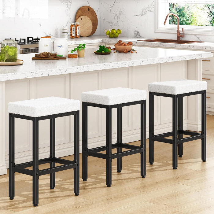 26 Inch Counter Height Bar Stools Set of 4, Fabric Barstools HBS514W-2 | White Kitchen Barstools with Metal Leg, Modern Bar Stool Chairs for Kitchen Island Counter Breakfast Bars Living Room Party