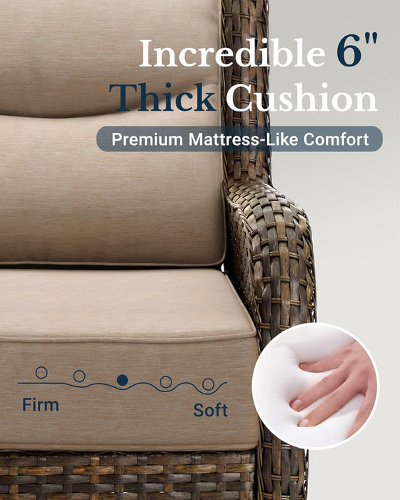 Luxury Outdoor Patio Furniture Set with 6-Inch Thick Cushions