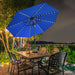 USA 10-Year-Non-Fading 9Ft Market Patio Umbrella, Commercial Grade Table Sun Umbrella with 80 Solar LED Lights, Crank Open, Windproof & UPF 50+ UV Protection for Garden, Deck, Pool, Backyard, Royal Blue