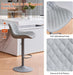 All Grey Bar Stools Set of 2, Upholstered Counter Height Bar Stool, Adjustable Swivel Faux Leather Barstools, with Padded Back, Metal Base, Kitchen Chairs for Home Island