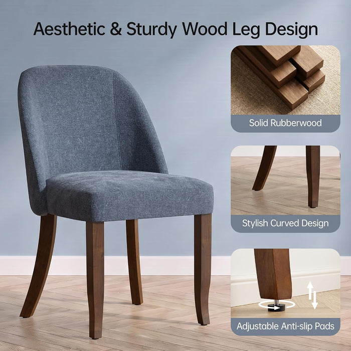 Dining Chairs Set of 4, Upholstered Wooden Kitchen Chairs, Blue