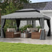 10' X 13' Patio Gazebo, Outdoor Gazebo Canopy Shelter with Netting and Curtains, Aluminum Frame for Garden, Lawn, Backyard and Deck, Gray