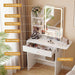 Compact White Vanity Desk With BuiltIn Illumination
