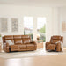 Genuine Leather Power Recliner Sofa, 3 Seater Wall Hugger Reclining Sofas with Power Headrest, USB & Typec Ports, Electric Recliner Couch Set for Living Room, Saddle Brown