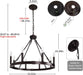 8 Light Wagon Wheel Chandelier, 23.6" Oil-Rubbed Bronze Dining Room Light Fixture with Adjustable Height, Industrial Hanging Lights for Living Room Bedroom Foyer Entryway,E12 Base