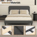 Queen Size Bed Frame with Chenille Striped Headboard, Dark Gray