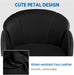 Cute Petal Desk Chair Home Office Swivel Upholstered Leather Makeup Vanity Desk Chair with Armrests for Bedroom Modern Computer Rolling Chair for Women Black