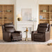 Power Recliner Lay Flat with Headrest, Leather Dark Brown