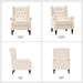 Mid Century Wingback Recliner Chair for Adults, Modern Linen Fabric Push Back Recliner Chairs with Button Tufted Upholstered Back & Footrest, Manual Recliner Chais for Living Room, Nursery, Beige