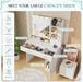 3 Lighting Modes Adjustable Brightness, with LED Lights and Mirror, with Power Outlets and 2 Drawers, 4 Storage Shelves Cabinet, White Makeup Table, Vanity Desk, Dressing Table for Bedroom