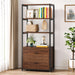 Bookcase, 4-Tier Rustic Bookshelf with 2 Drawers, Etagere Standard Book Shelves Display Shelf for Home Office