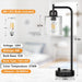 Industrial Bedside Table Lamp for Bedroom - Nightstand Lamps with USB C Charging Port, Fully Dimmable Black Ports and Outlets, Small Desk Glass Shade Office Living Room