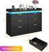 6 Drawer Dresser for Bedroom, Black Dresser with LED Lights and Power Outlet, Modern Chest of Drawers for Closet, Double Wide Drawer Organizer Cabinet for Bedroom, Living Room, Entryway, Hallway