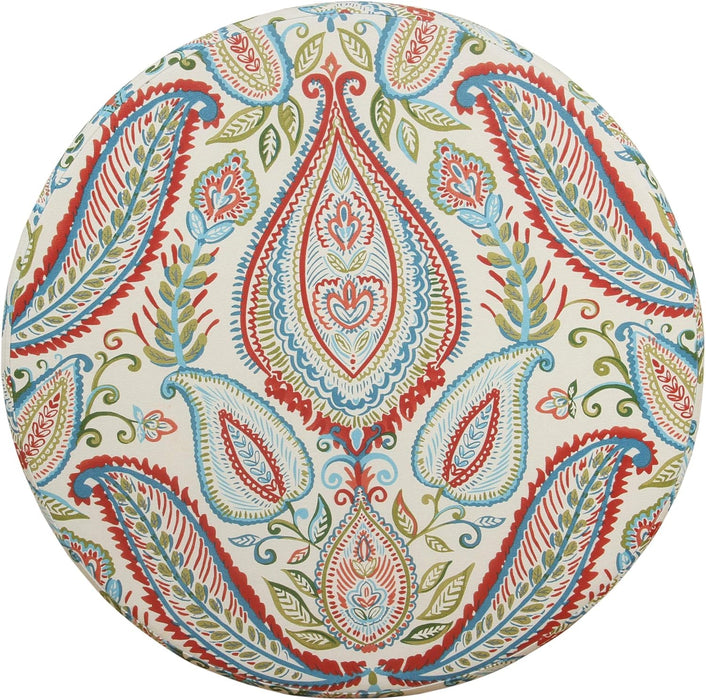 Home Decor | Upholstered round Storage Ottoman | Ottoman with Storage for Living Room & Bedroom, Bold Paisley