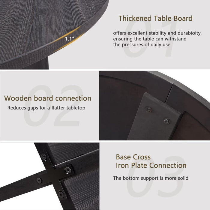 47.3" round Dining Set with 4 Upholstered Dining Chairs, Modern Dining Table Set for 4, 5-Piece round Dining Table Set for Living Room, Kitchen, Antique Black & Beige