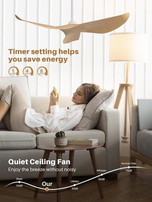 Contemporary 52 Inch Silent Reversible Ceiling Fan