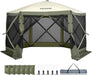 12X12Ft Pop up Gazebo Tent with Mosquito Netting, 6 Removable Wind Panels & 2 Mesh Windows, Outdoor Canopy Shelter for Patio, Army Green