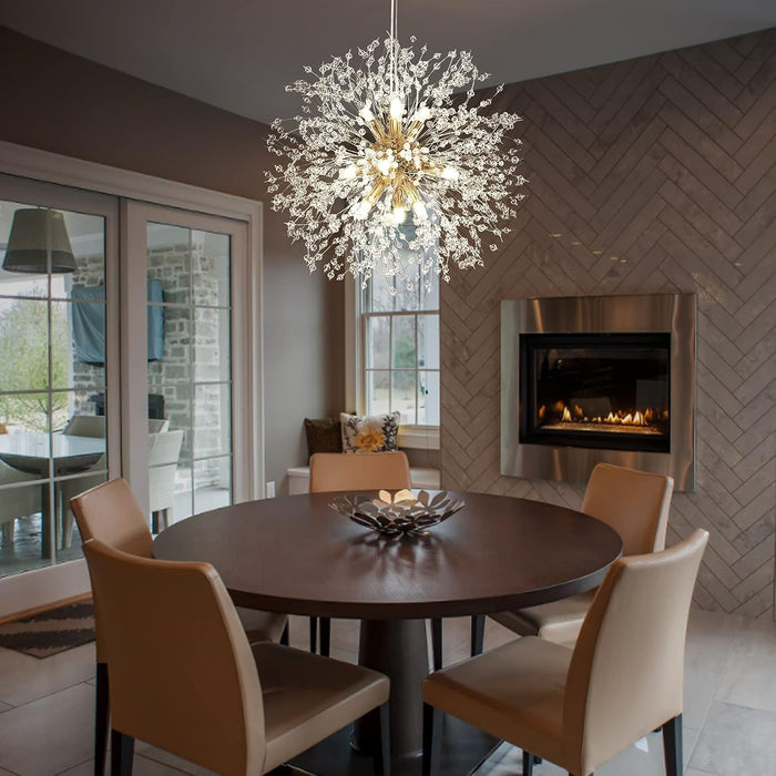 19.9" Gold Modern Crystal Chandeliers Firework, Bubble Chandelier Lighting for Bathroom Dining Room Bedroom Kitchen Island Living Room Light Fixture, 9-Light Gold Hanging round Chandalier