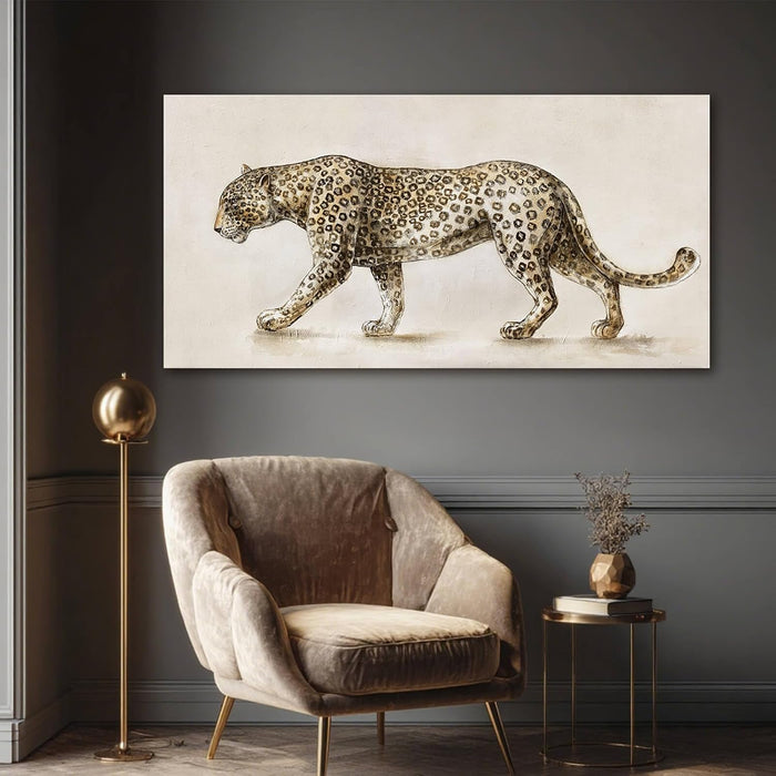 Leopard Canvas Wall Art, Neutral Textured Big Cat Art Prints, Modern Wildlife Wall Decor for Living Room Bedroom Office 20X40 Inch