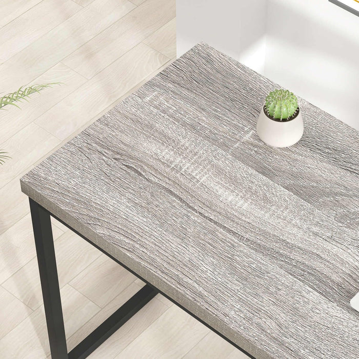 Modern Home Office Desk, Industrial Vintage Computer Desk, Rustic Wood and Metal Study Writing Table, Simple Work Gaming PC Desks for Bedroom Living Room, Light Grey 53 Inch