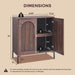 92.63" W Modern Arched Sideboard Buffet Cabinet with Storage, Brown | Fluted Arch Sideboard Cabinet W/Adjustable Shelves, Wooden Modular Kitchen Cabinet for Dining& Living Room, Entryway