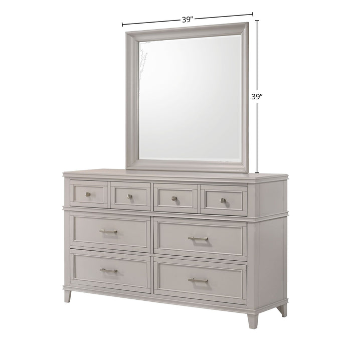 Furniture Nova II Square Wood Dresser Mirror Grey