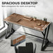 55 Inch Computer Desk, Industrial Writing Desk with Z-Shaped Metal Leg, Study Table for Home Office, Bedroom, Small Spaces, Distressed Gray