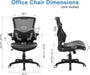 Office Chair Ergonomic Desk Chair, Computer PU Leather Home Office Chair, Swivel Mesh Back Adjustable Lumbar Support Flip-Up Arms Executive Task Chair