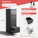 4 Drawer Mobile File Cabinet with Lock,Black Metal Filing Cabinets